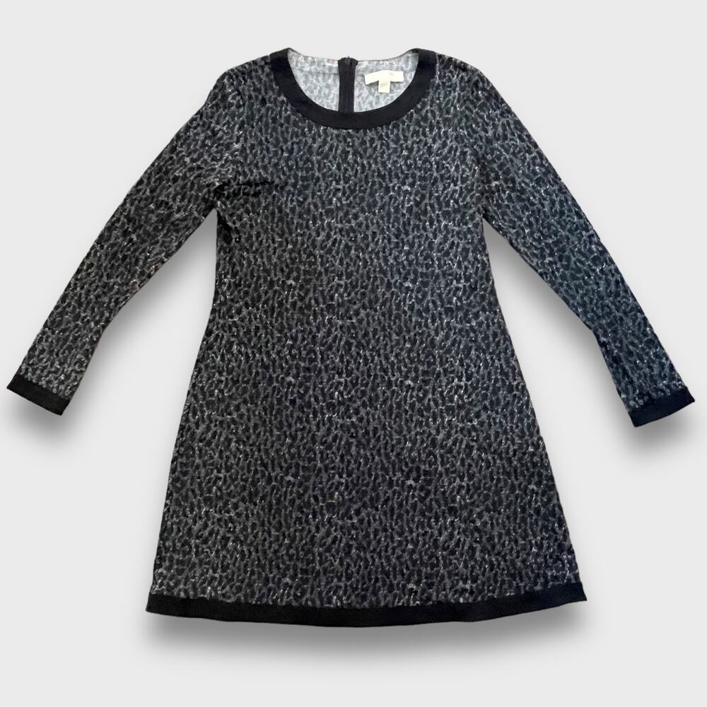 MICHAEL MICHAEL KORS ANIMAL PRINT MOB WIFE MOD STRETCH DRESS BLACK GRAY LARGE